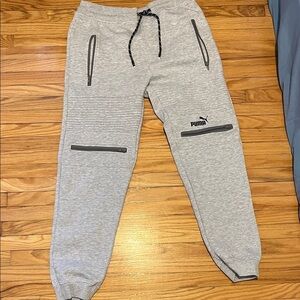 Puma Light Gray Joggers with Black Accents